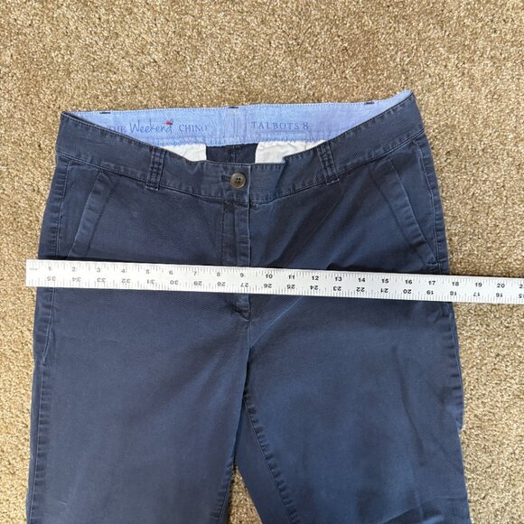 Talbots The Weekend Chino Pants Women 8 Blue Cotton Stretch Tapered Leg Mid Rise - Picture 11 of 14